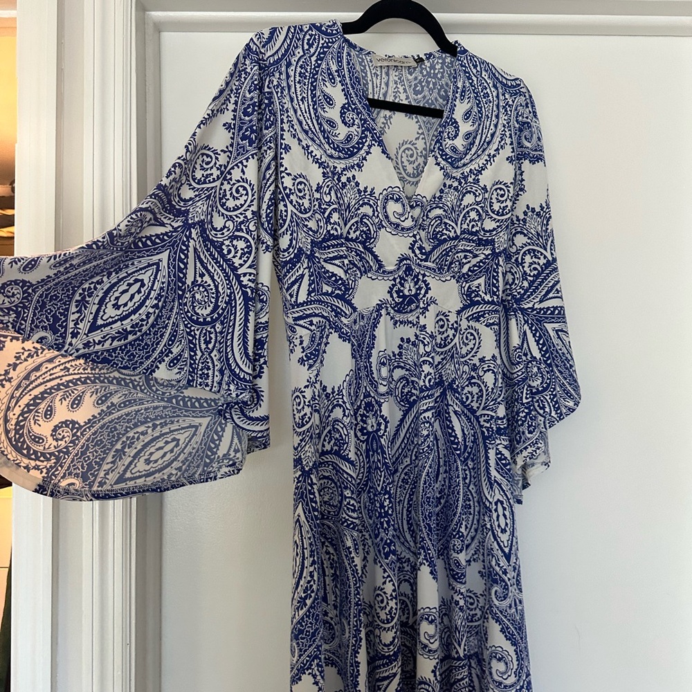 Blue and White Paisley Dress